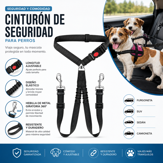 Cinturón de Seguridad Doble para Perros