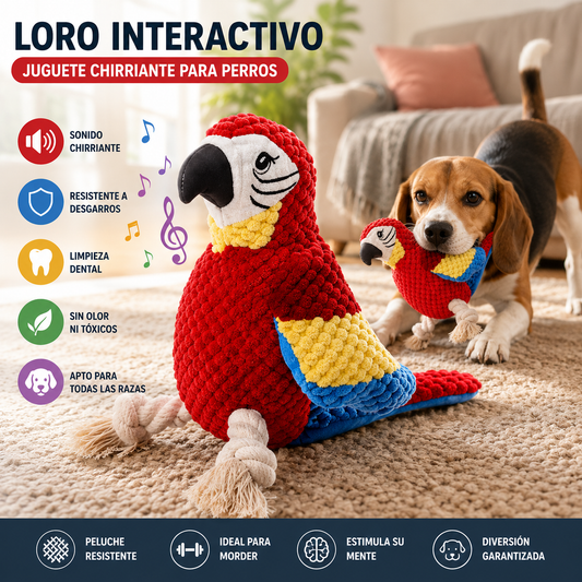 Loro Interactivo de Peluche para Perros
